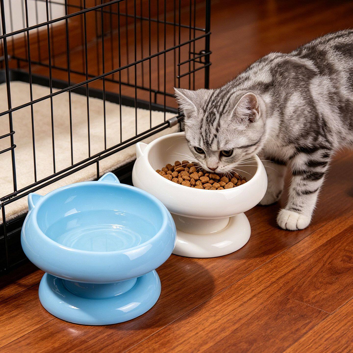 塑料宠物高脚猫碗狗碗护颈食盆防打翻喝水保护猫咪颈椎饭碗