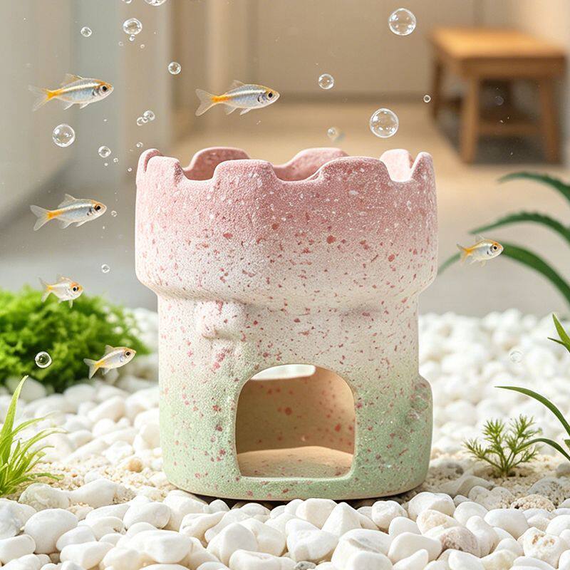 小鱼虾躲避屋粗陶创意城堡造型沉水式鱼缸造景装饰品鱼虾繁殖屋