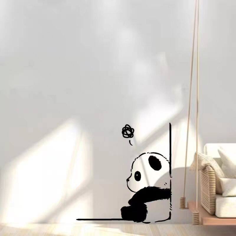 卡通熊猫创意窗户玻璃贴纸厨卫阳台冰箱推拉门防撞装饰贴画