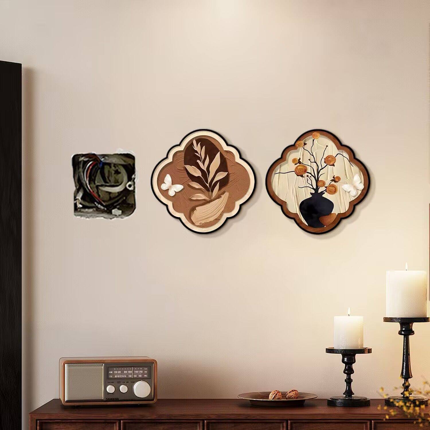免打孔木质中古风自粘墙贴墙面开关遮瑕遮丑补洞装饰贴