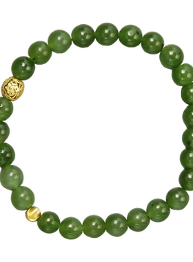 昭禧新疆天然和田玉青玉【转运球】手链手串古玩盘珠情人节送礼