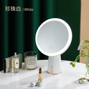 带灯补光镜子宿舍桌面梳妆镜厂家直供 轻奢化妆镜家用LED台式