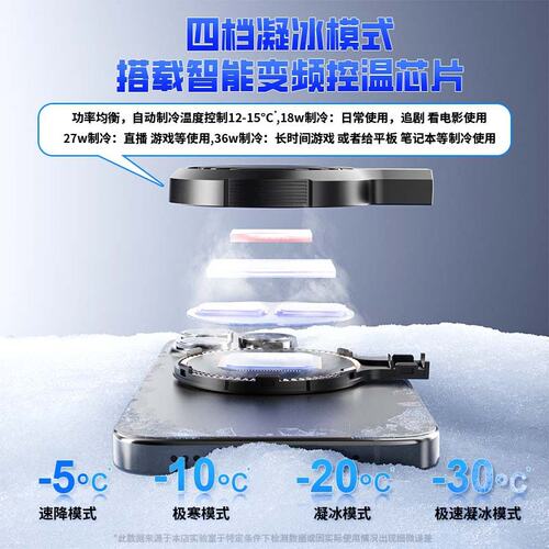 源德盛SL36W液冷手机散热器磁吸半导体制冷降温快速适用直播游戏