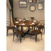 覆古工业风实木餐桌酒店包厢桌子火锅桌椅组合商用餐厅饭店大圆桌