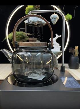 新匠自动上水电陶炉家用静音智能烟灰色耐热玻璃煮茶壶提梁壶套装