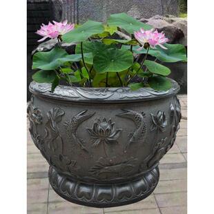 石雕鱼缸花盆青石彷古石缸荷花石盆庭院石头养鱼圆盆招财水缸摆件