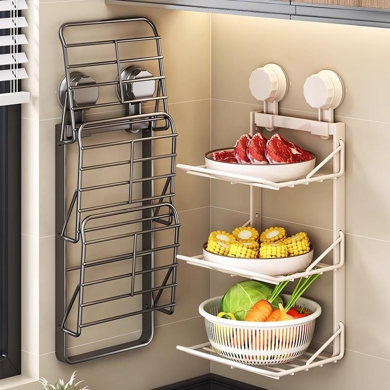 吸盘厨房备菜置物架可折叠多层配菜盘壁挂多功能收纳架子免打孔