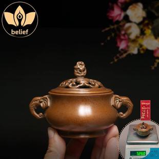 苏公铜炉名品胡清松铜象耳香炉手工覆古游戏室内香书房装饰