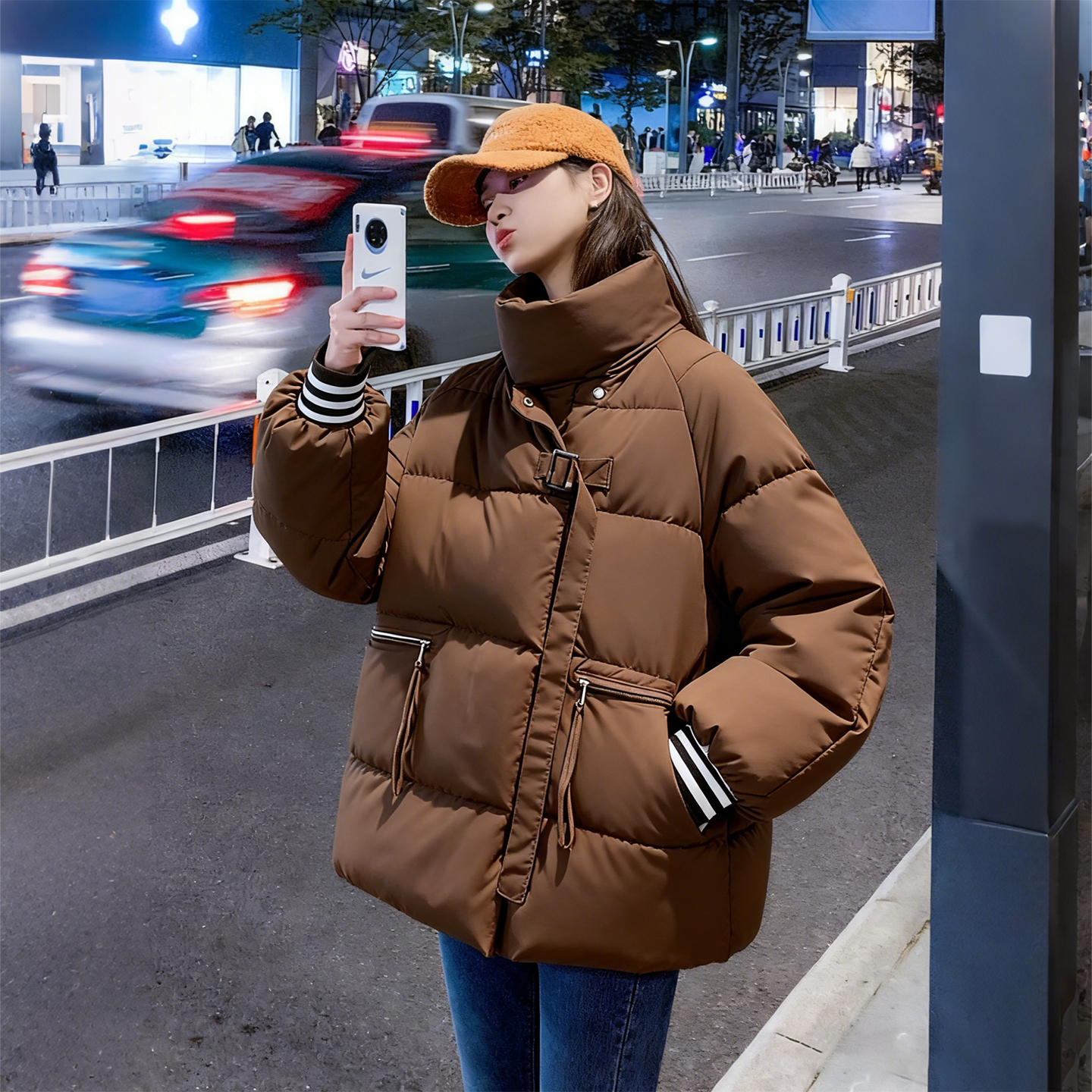 300斤大码女装韩系设计感棉服