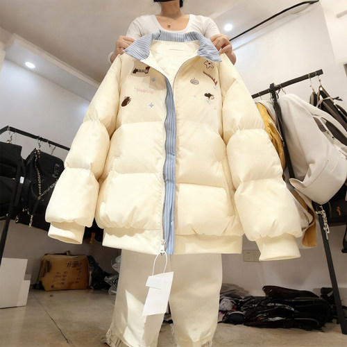 大码女装卡通印花设计感棉服外套