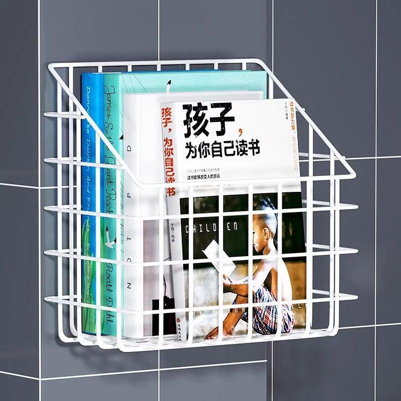卫生间免打孔铁艺放书挂墙杂志架报刊书报收纳置物架厕所壁挂书架