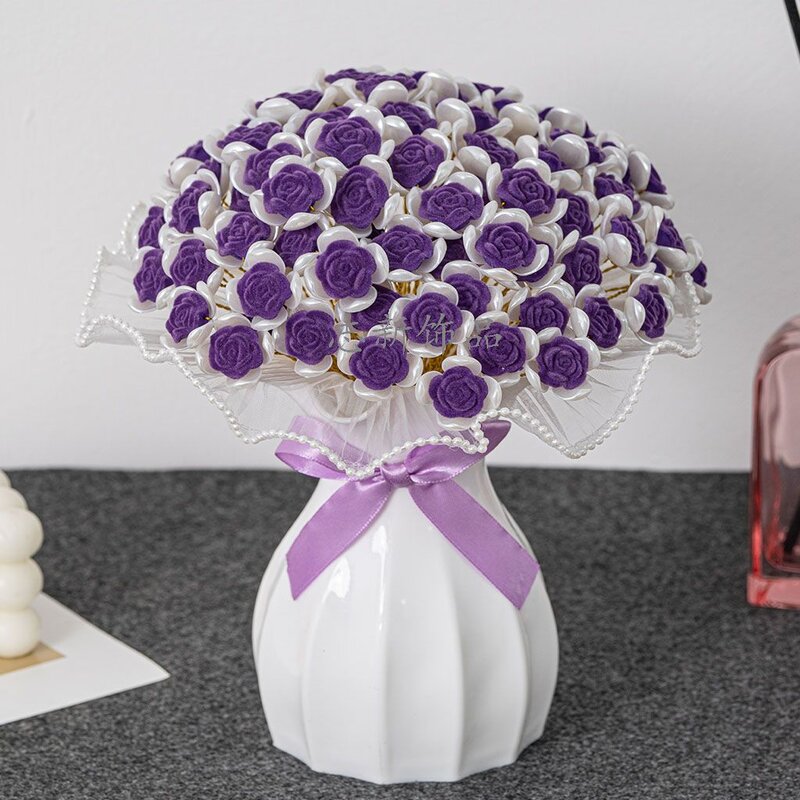 2024教师节植绒玫瑰花diy花束材料66至99朵四季节庆礼物