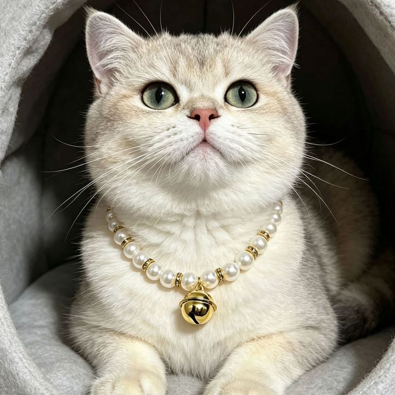 网红同款猫猫珍珠铃铛项圈可爱高颜值拍照狗狗猫咪首饰项链