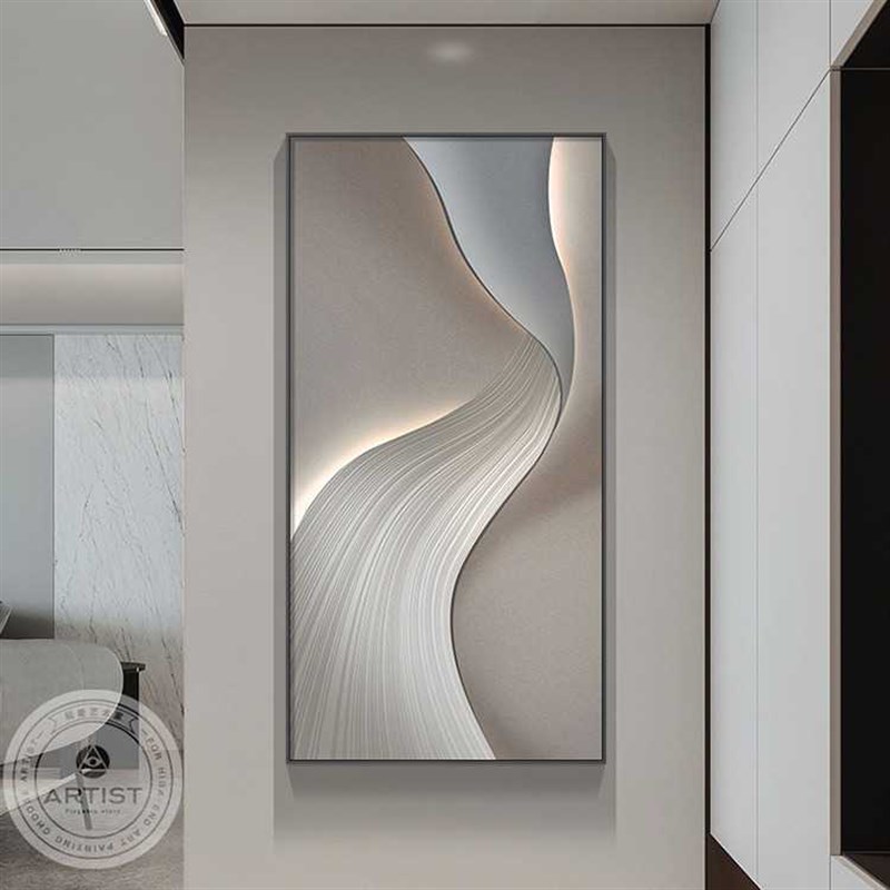 现代简约玄关装饰画极简抽象过道走廊尽头挂画轻奢LEXD氛围灯壁画