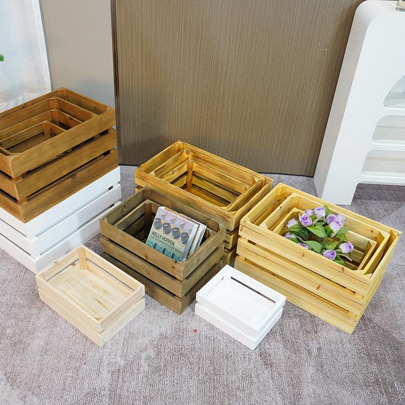 木箱实木复古收纳箱储物箱道具超市水果幼儿园活动装饰木框