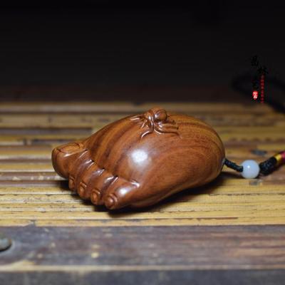 红酸枝木雕文玩手把件知足常乐红木小挂件木质工艺品摆件