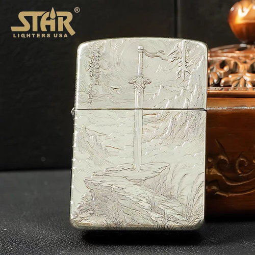 STAR 恒星s41白铜浮雕剑来煤油打火机白铜煤油机送男友礼物
