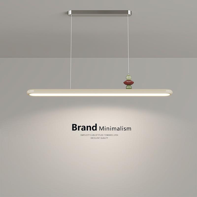 2024新款奶油风餐厅吊灯诧寂风中古餐桌灯法式吧台极简一字长条灯