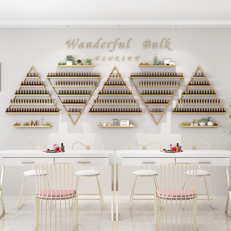 美甲店多层收纳架 美甲展示架甲油胶货架指壁挂墙上三角形置物架