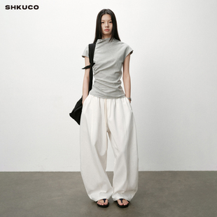 针织短袖 显瘦高弹力小飞袖 T恤 解构身体 SHKUCO