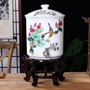 茶具 陶瓷家用蓄水罐 冷水壶 储水桶 蓄水缸带龙头底座