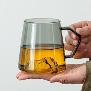 玻璃杯家用大容量水杯耐高温茶杯创意办公带把喝水杯子6只装 日式