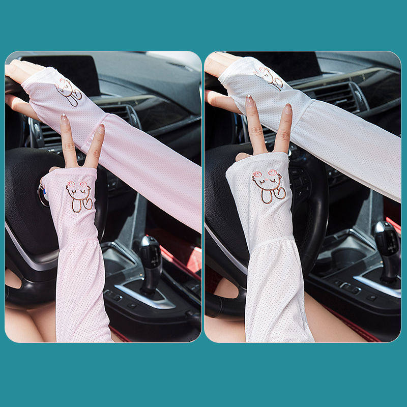 여성용 아이스 실크 자외선 차단 슬리브 여름용 느슨한 슬리브 대형 아이스 슬리브 자외선 차단 운전 팔 보호 슬리브