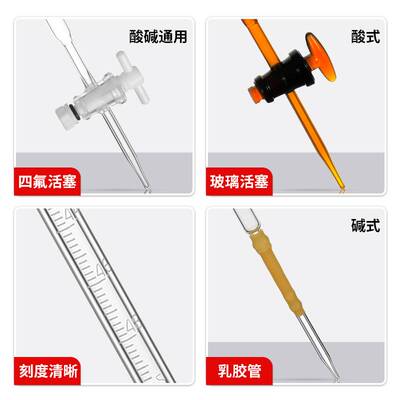 极速天玻A级白色棕l色酸式/碱式/酸碱通用滴定管5/10/25/5