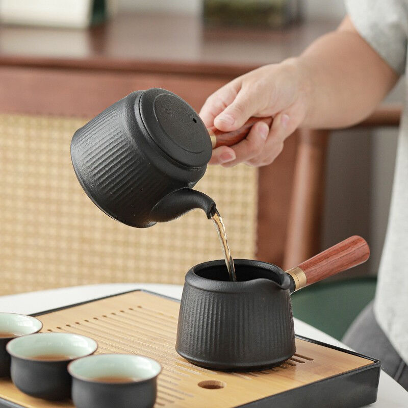 极速CERACS茶具套装实木手柄双侧把茶壶茶M叶罐整套日式功夫茶具