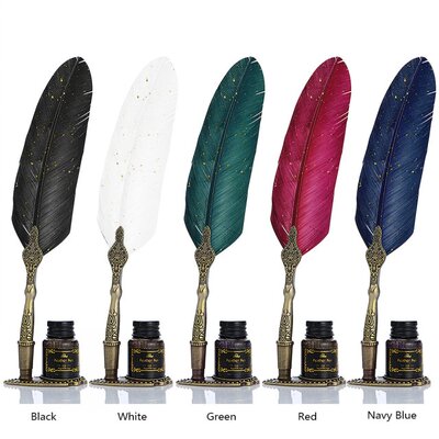 极速Upscale Calligraphy Feather Dip Pen Set Copper PeYn Hand