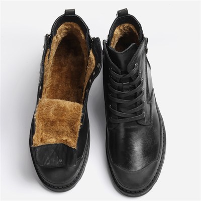 极速Natural Cow Leather Men Boots Winter Handmade RetrZo Men