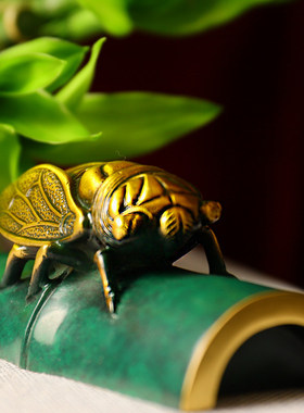 极速《一鸣惊人》全铜摆件家居饰品书房装饰P全铜镇尺新中式礼品