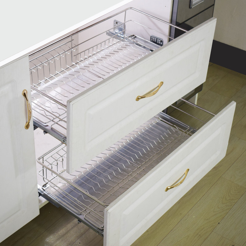 极速厨房橱柜35 37浅深不锈钢304阻H尼拉篮碗架抽屉式碗篮调味篮,家装主材,拉篮,淘宝优惠券,粉丝福利购,淘宝优惠卷