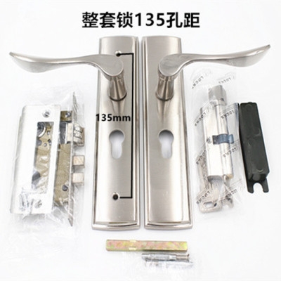 极速房门锁室内卧室实木门锁x简约银铝合金家用静音门把手门锁具