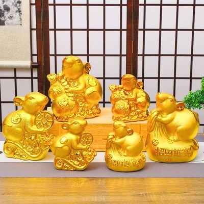 陶瓷金鼠储蓄罐大号存钱罐招w财鼠摆件儿童女孩创意礼品可爱储钱