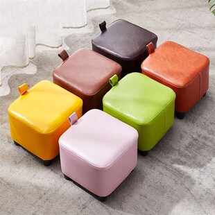 网红小皮凳子家用实木可爱方凳可叠放矮凳客厅门口换鞋沙发小板凳