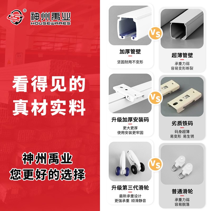 加厚窗帘轨道铝合金双重静音窗帘滑轨2MM窗帘直轨路轨双导轨