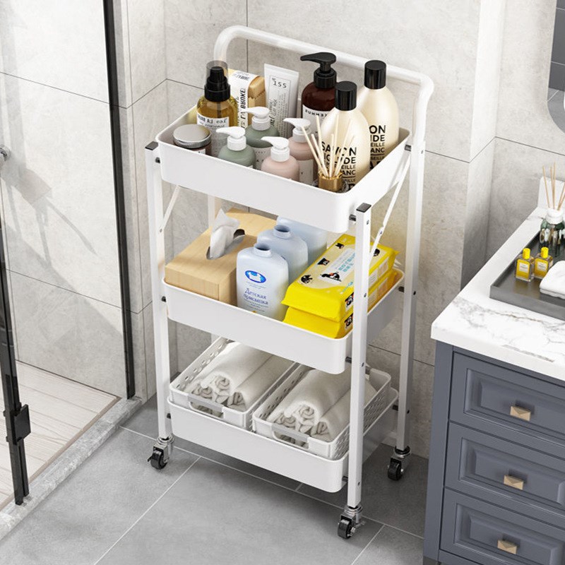 免安装折叠小推车厨房置物架家用婴儿用品多层收纳架子