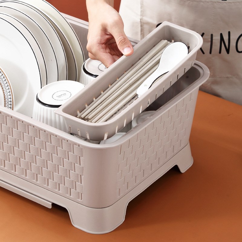 碗筷收纳盒厨房沥水架碗柜沥水碗架塑料置物架家用碗碟架收纳架