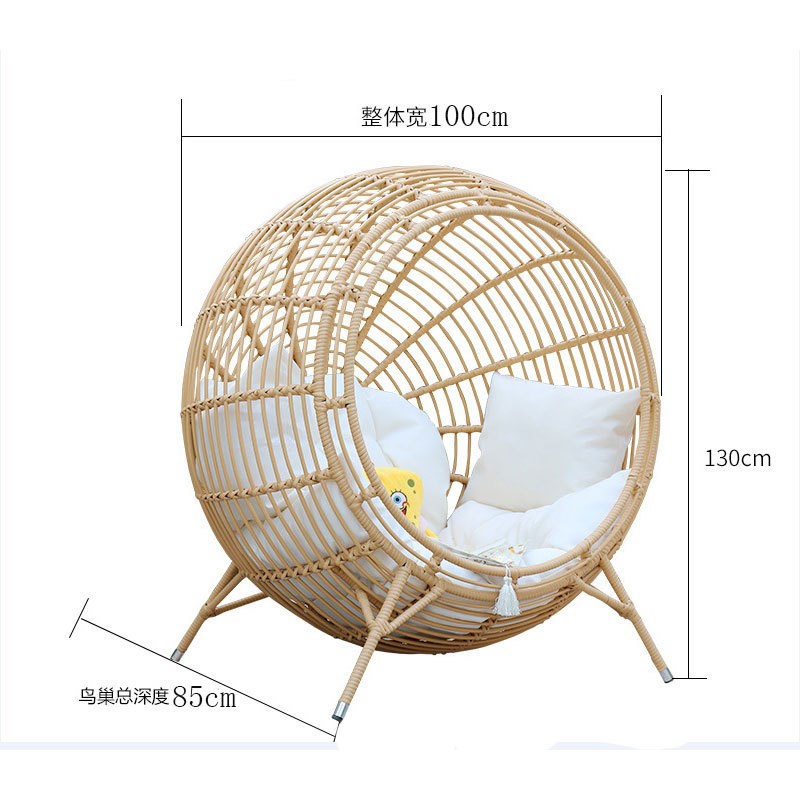 懒人藤椅圆形户外藤躺床鸟窝鸟巢庭院阳台躺椅民宿庭院创意鸟笼床