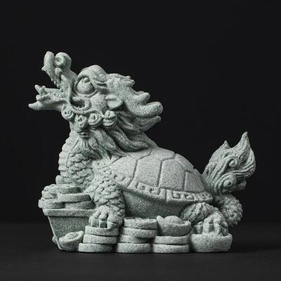 创意龙龟玄武青砂石茶宠摆件茶桌桌面微景观鱼缸造景工艺品装饰品