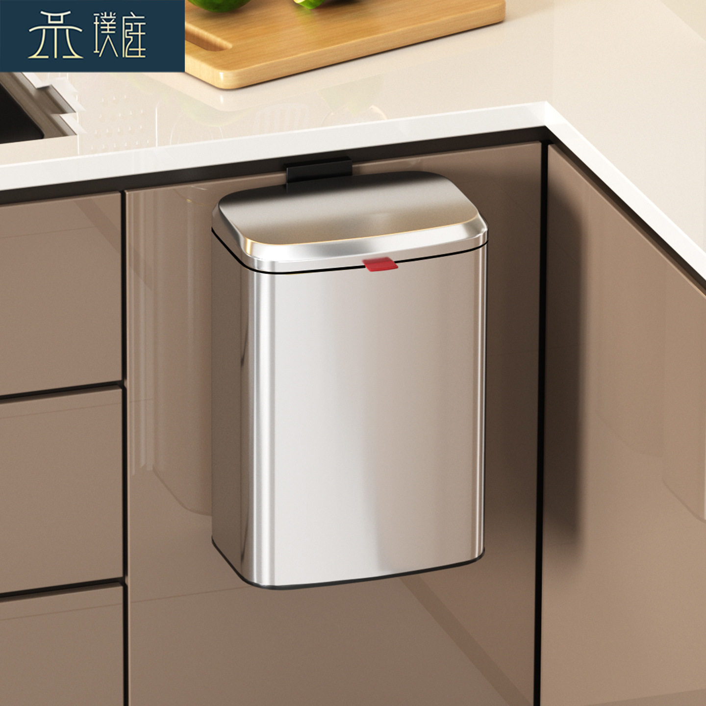 厨房不锈钢垃圾桶壁挂式家用高档厕所卫生间大号滑盖翻盖跨境直销