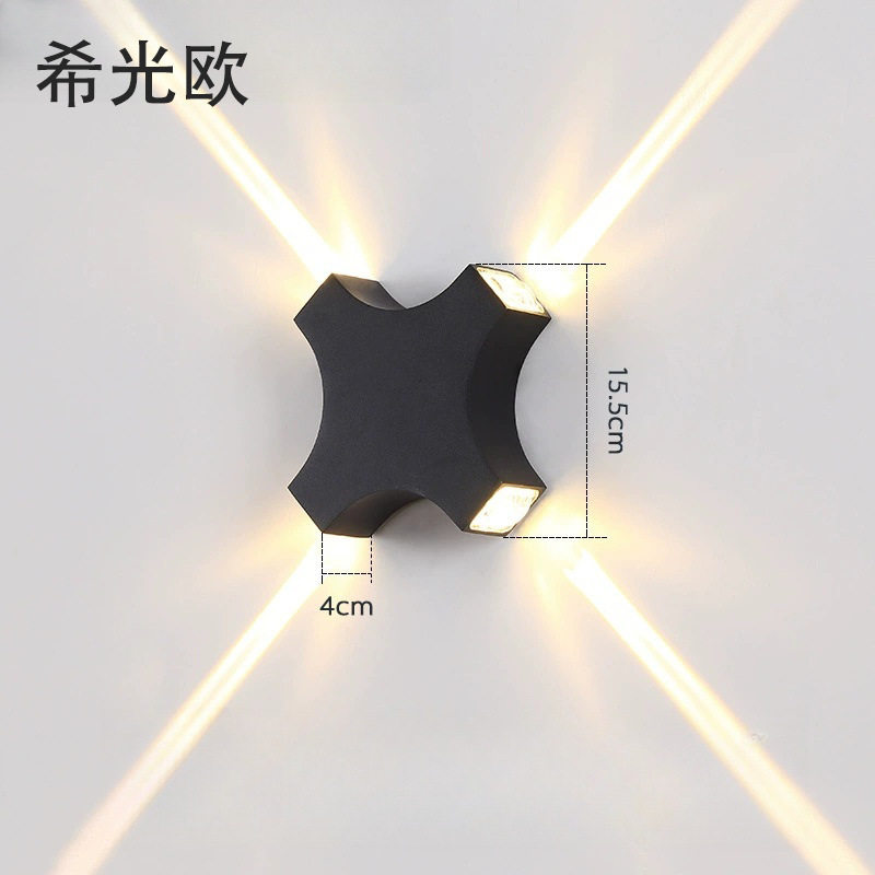 跨境户外led壁灯十字星光壁灯室内户外防水别墅酒店单双头外墙灯