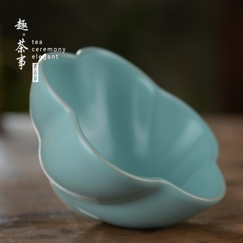 天蓝汝窑茶杯主人杯单杯陶瓷茶具套装家用汝瓷个人品茗杯茶碗茶盏