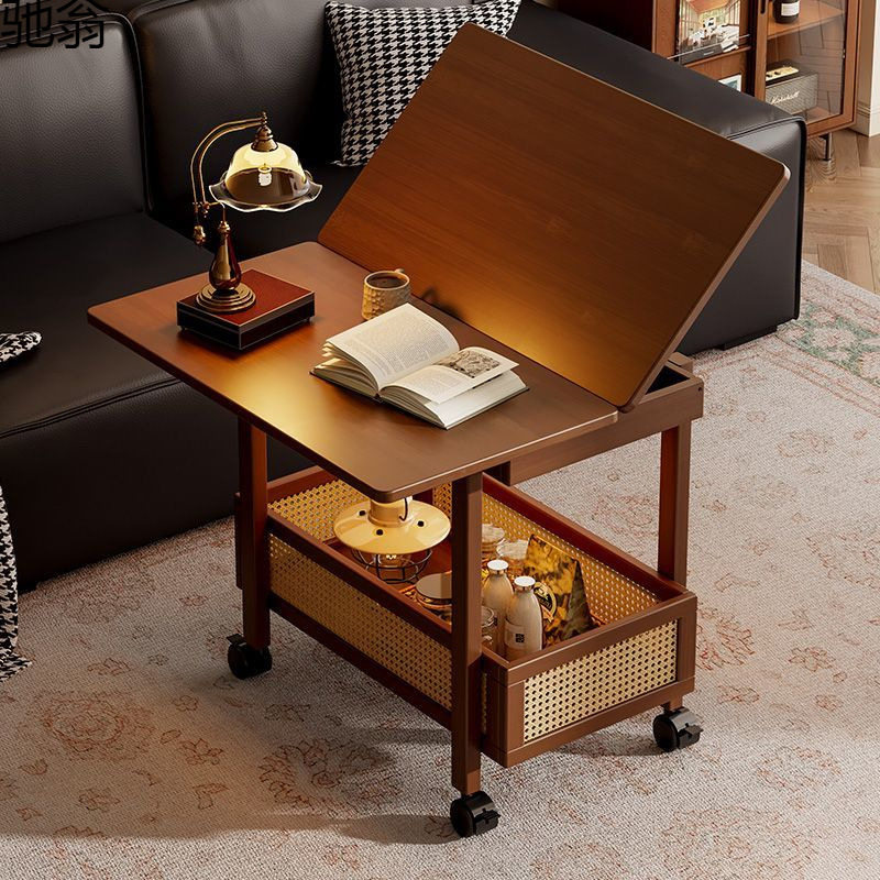2026边几客厅家用可移动折叠多功能小户型中古风沙发小型茶几桌子