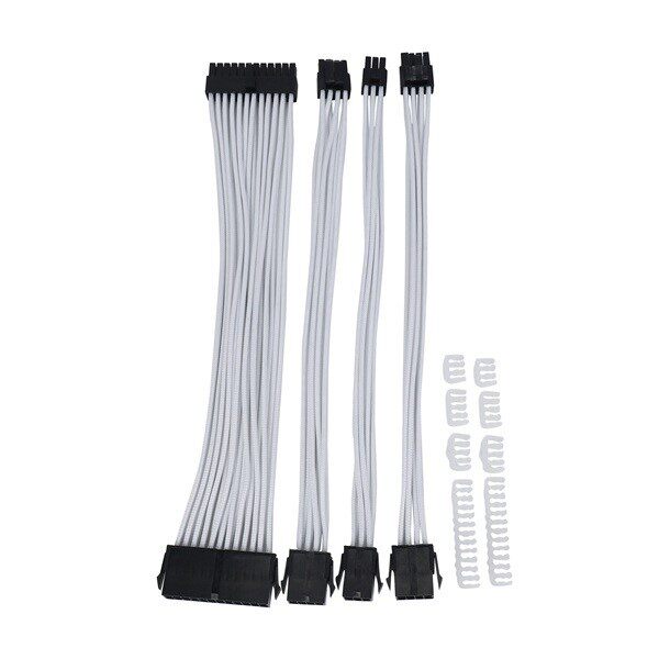 白色电脑基本延长线套件 扩展线材 PCI-E延长线 24PIN 8PIN 6PIN