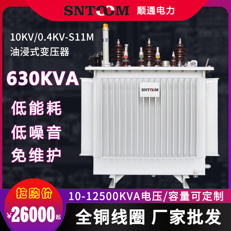S11M大型工业油浸式电力配电杆上变压器户外高压10kv80全铜630kva