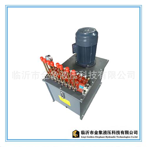 液压系统液压泵站4KW立十通径八连阀齿轮泵3系列100L液压动力站