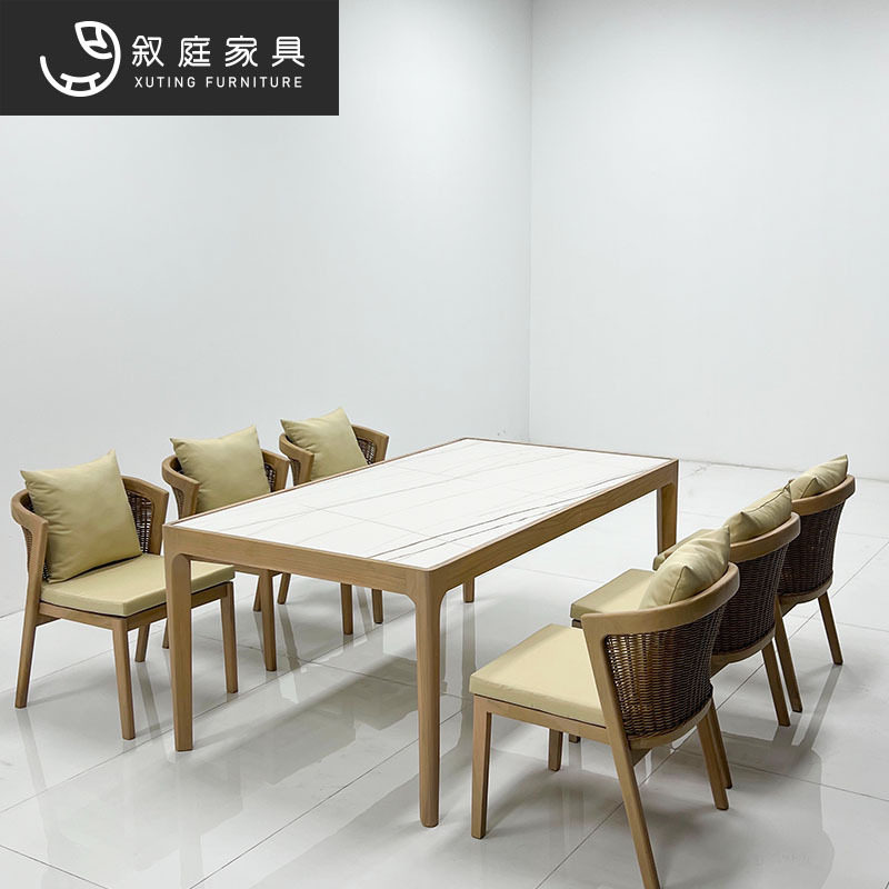 户外编藤柚木桌椅别墅庭院室外防腐实木餐桌北欧花园露天餐厅藤椅