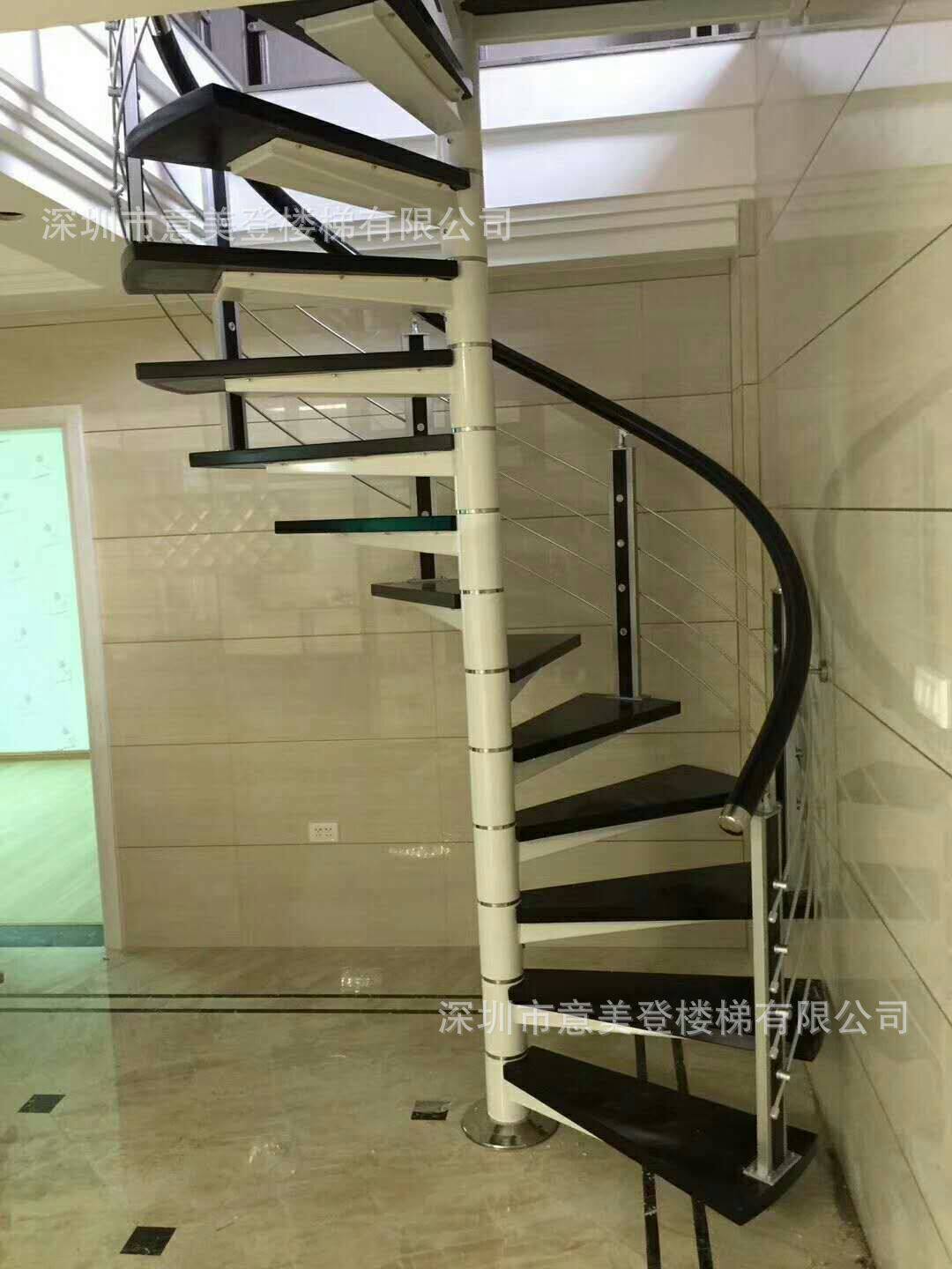 别墅室内钢木旋转楼梯/阁楼时尚旋转楼梯/公寓成品楼梯/复式阁楼